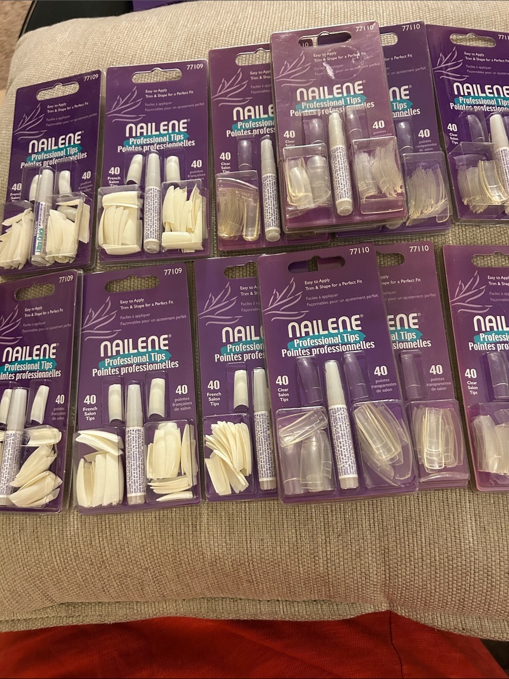 LOT of 12 new 40 Each NAILENE Professional French Salon Tips w/ Glue 77109 /7711